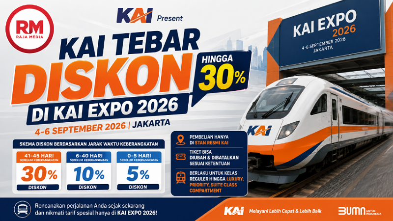 KAI Tebar Diskon Tiket hingga 30 Persen di KAI EXPO 2026