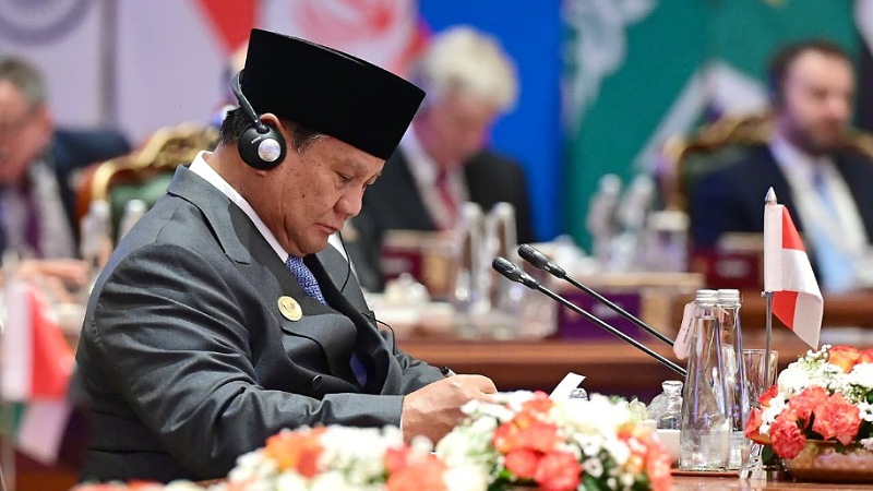 Presiden RI Prabowo Subiato saat menghadiri sesi terbatas KTT ke-18 BRICS di India - BPMI Setpres -