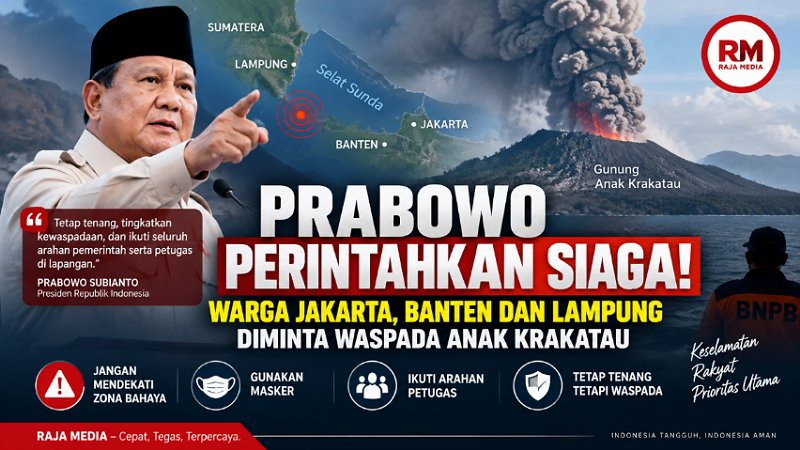 Prabowo Perintahkan Siaga! Warga Jakarta, Banten dan Lampung Diminta Waspada Anak Krakatau