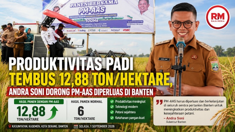 Produktivitas Padi Tembus 12,88 Ton/Hektare, Andra Soni Dorong PM-AAS Diperluas di Banten