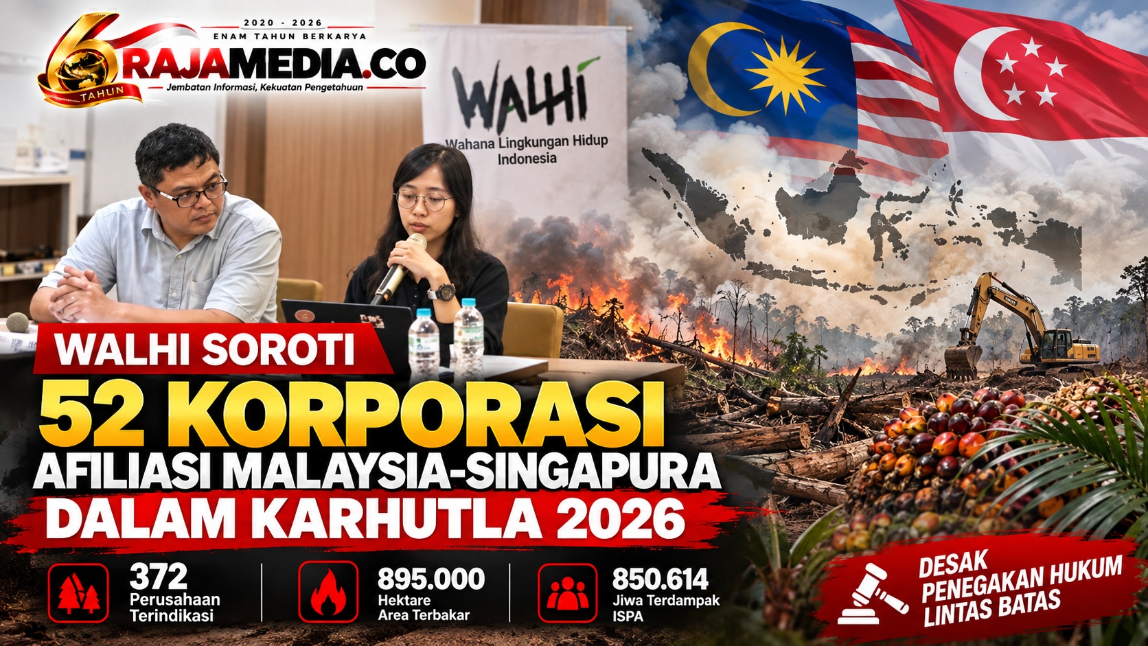 WALHI Soroti 52 korporasi afiliasi Malaysia-Singapura dalam Karhutla 2026 - Ilustrasi RMN -