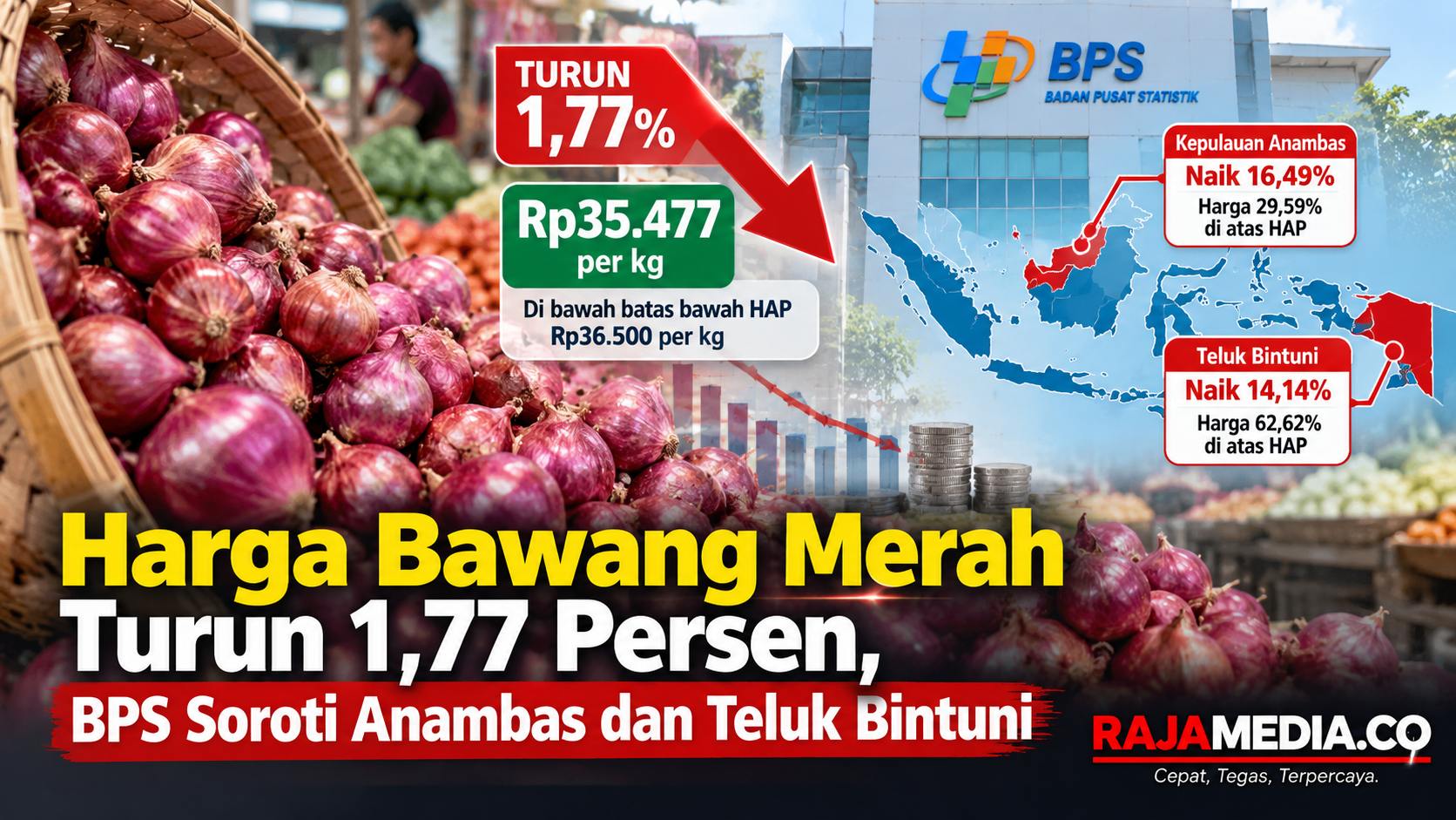 Harga Bawang Merah Turun 1,77 Persen, BPS Soroti Anambas dan Teluk Bintuni