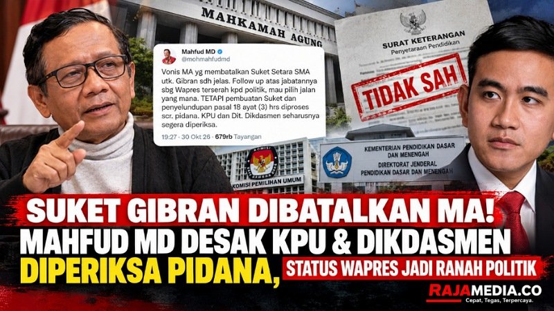 Status Wapres Ranah Politik! Mahfud Desak KPU-Dikdasmen Diproses Pidana