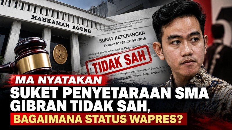 MA Nyatakan Suket Penyetaraan SMA Gibran Tidak Sah, Bagaimana Status Wapres?