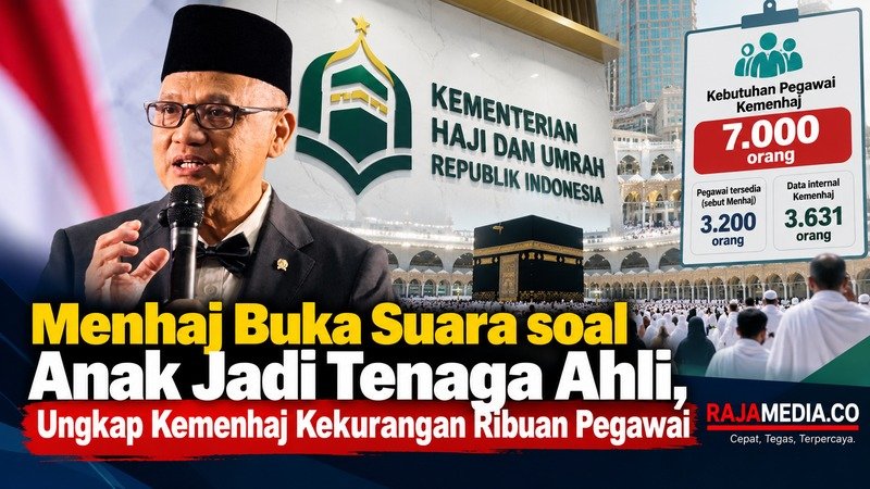 Menteri Haji dan Umrah Mochamad Irfan Yusuf memberikan penjelasan terkait sorotan publik atas pengangkatan anaknya sebagai tenaga ahli di kementerian yang dipimpinnya. - RMN -