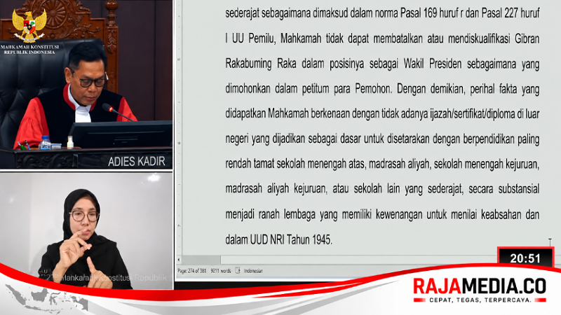 MK Jelaskan Alasan Tak Bisa Diskualifikasi Gibran, Meski Tak Menemukan Bukti Ijazah Luar Negeri