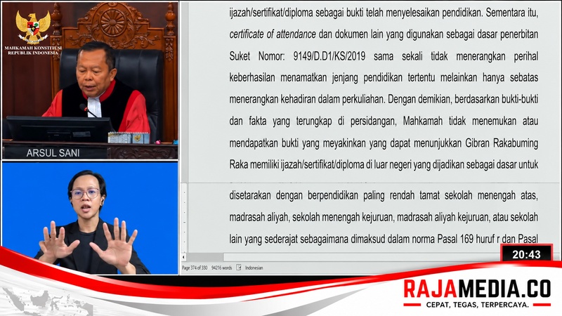 Gugatan Diskualifikasi Tak Dapat Diterima, Tapi MK Tak Temukan Bukti Ijazah SLTA Gibran!