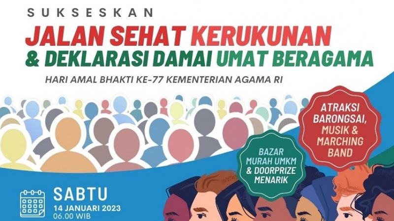 Poster jalan sehat kerukunan dan deklarasi damai umat beragama/Kemenag