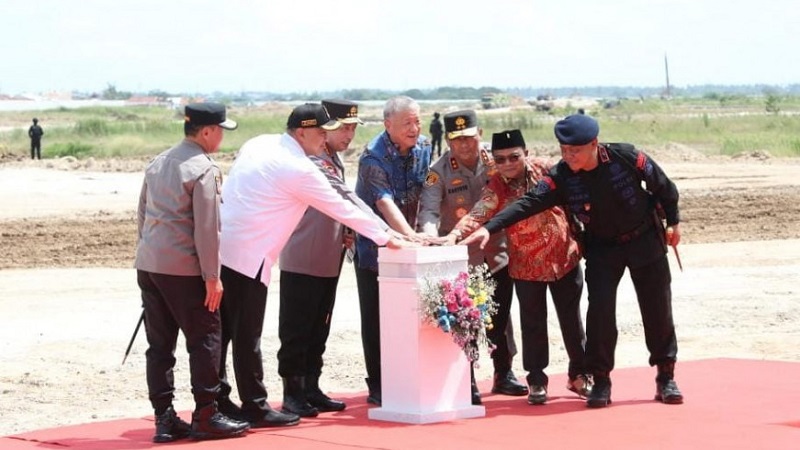 Ground breaking pembangunan Gedung Batalion A Brimob Polda Metro Jaya di PIK 2 Teluknaga, Kab. Tangerang. Rabu, (5/4).