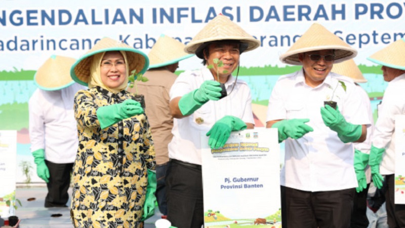 Gerakan menanam cabai merah bersama di Desa Kadubeureum Kecamatan Padarincang, Kabupaten Serang. (Foto: Dok Pemprov)