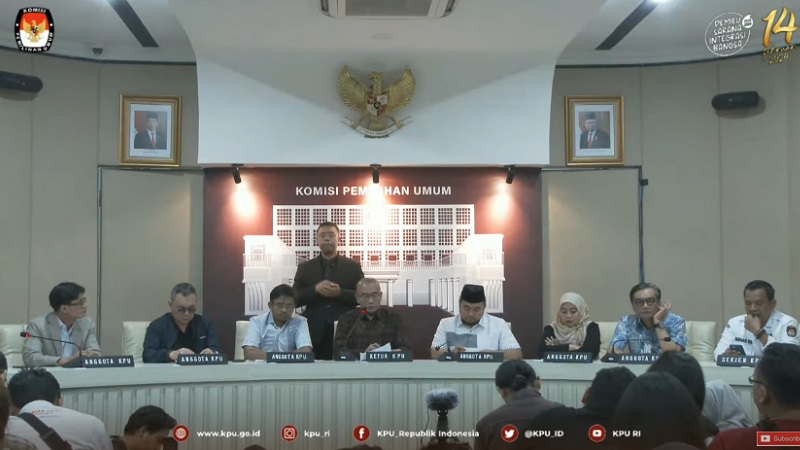 Konferensi pers KPU RI terkait penetapan 3 pasangan capres dan cawapres. (Foto: Tangkapan Layar)