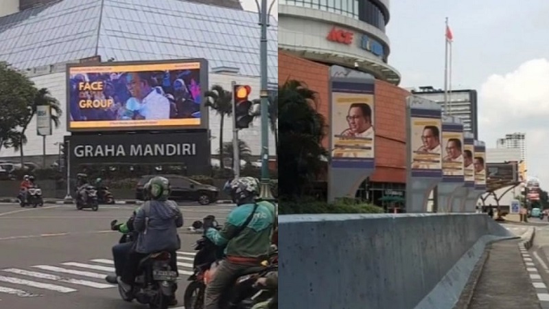 Videotron Anies Baswedan sebelum diturunkan. (Foto: Repro)