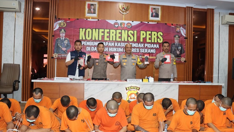 Rilis pengungkapan narkoba sepanjang bulan Januari 2024 oleh Polres Kota Serang. (Foto: Humas Polri)