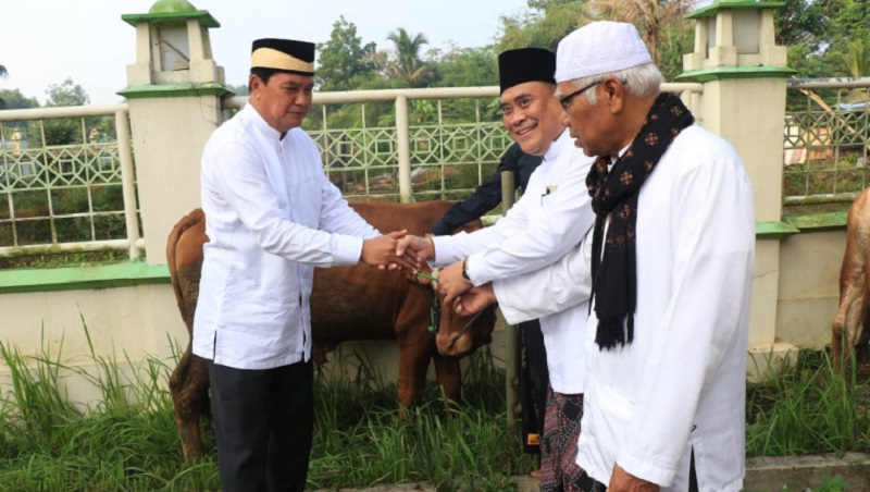 Sekda Kabupten Tangerang  Moch. Maesyal Rasyid saat menyerahkan hewan kurban. (Foto: Dok Pemkot)