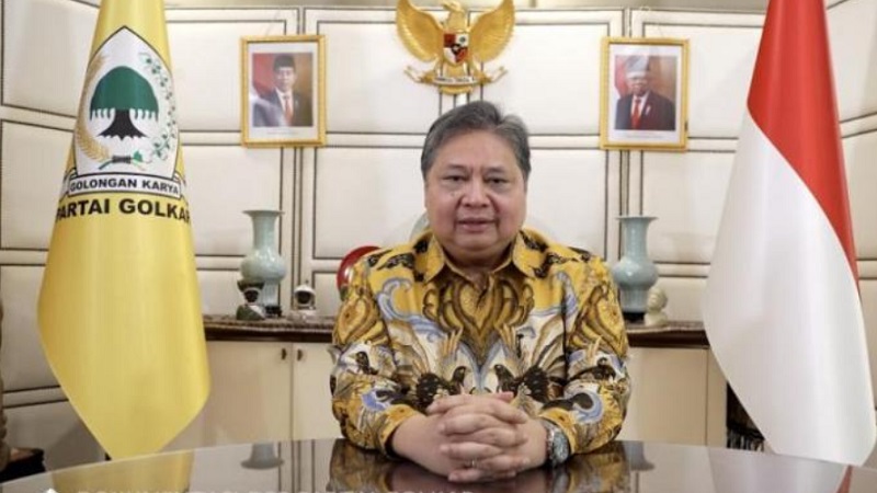 Ketum Golkar Airlangga Hartato mengumumkan pengunduran dirinya dari jabatan Ketum Golkar. [Foto: Repro]