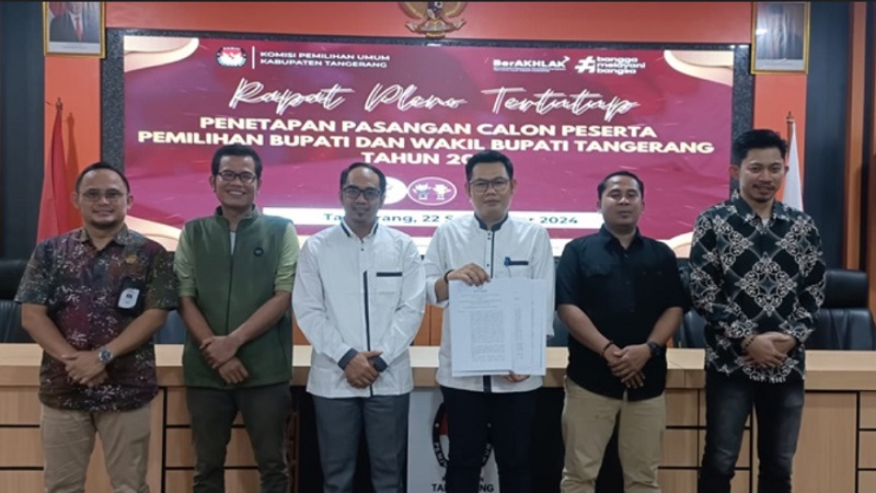 KPU Kabupaten Tangerang tetapkan tiga paslon Pilkada 2024. [Foto: Repro]