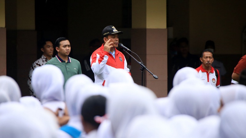 Pj Walikota Tangerang Nurdin menyampaikan sambutan dalan sosialisasi Kader Merah Putih. [Foto: Dok Pemkot/RMN]