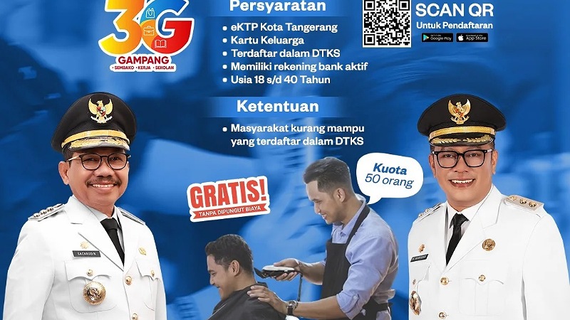 Dinas Sosial (Dinsos) Kota Tangerang membuka pelatihan cukur rambut GRATIS. - Repro -