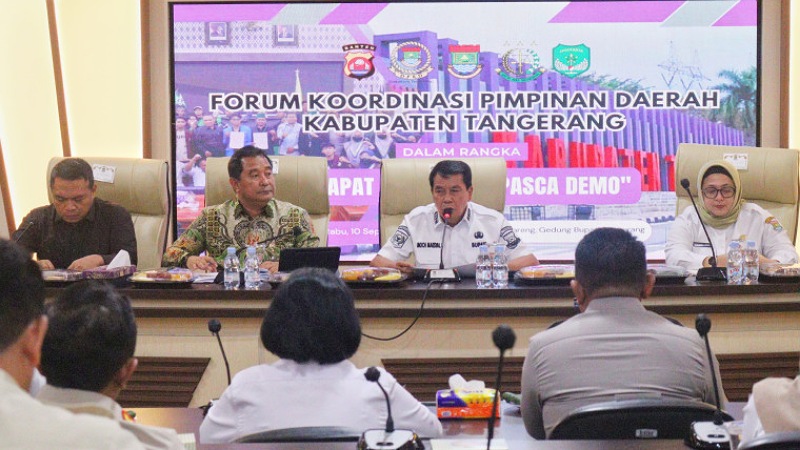 Koordinasi Pascademo, Pemkab Tangeran Libatkan Seluruh Elemen Jaga Stabilitas