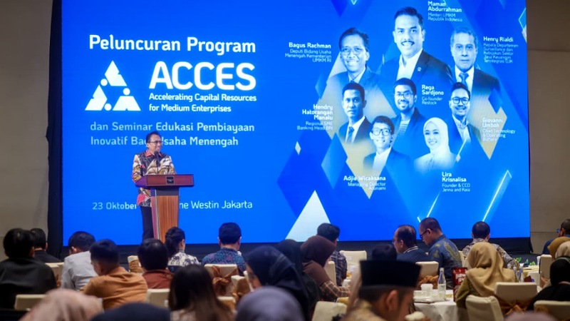 KemenUMKM Luncurkan Program ACCES: Akselerasi Modal bagi Usaha Menengah Deputi Bidang Usaha Menengah Kementerian UMKM, Bagus Rachman, saat peluncuran program ACCES di Jakarta, Kamis (23/10). - Humas Kemen UMKM -