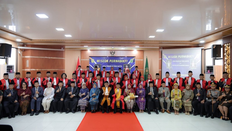 Wisuda Purna Bakti KPT Banten Suharjono di Kantor Pengadilan Tinggi Banten, Jalan Raya Serang–Pandeglang, Kota Serang, Jumat (30/1/2026). - Biro Adpimrpro Banten -