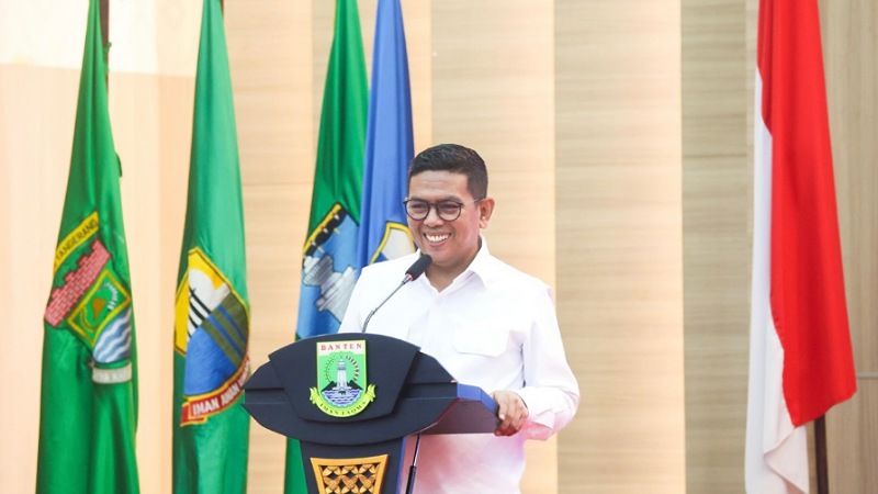 Gubernur Banten Andra Soni dalam Rapat Koordinasi Daerah Program Bangga Kencana di Pendopo Gubernur, KP3B, Kota Serang, Rabu (1/4/2026). - Biro Adpimpro Banten -