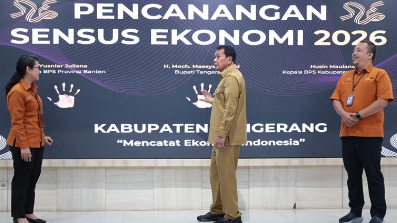 Bupati Tangerang Moch. Maesyal Rasyid saat Pencanangan Sensus Ekonomi 2026 di Gedung Serba Guna (GSG) Pusat Pemerintahan Kabupaten Tangerang, Selasa (23/6/2026) - Prokopim Tangerang -
