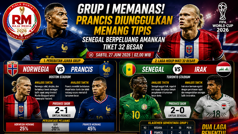 Grup I Memanas! Prancis Dibayangi Norwegia, Senegal Vs Irak Berebut Tiket Terakhir