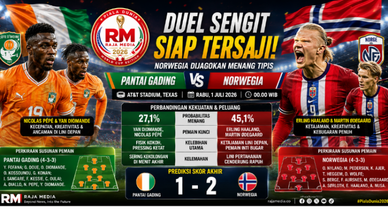 Haaland Siap Mengamuk! Norwegia Dijagokan Singkirkan Pantai Gading 2-1