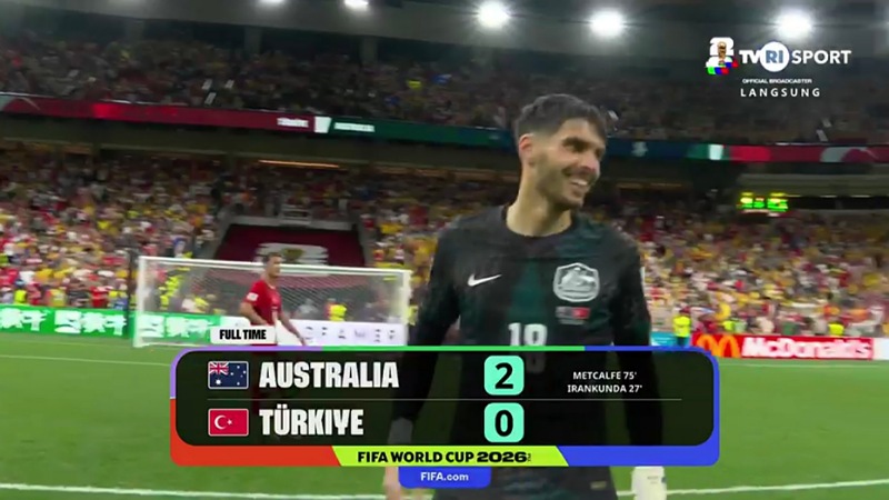 Kejutan Besar Tumbangkan Turki 2-0, Australia Tempel AS di Puncak Group D