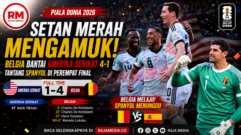 Amerika Kena Bantai Belgia 4-1! Melengang Perempat Final Lawan Spanyol