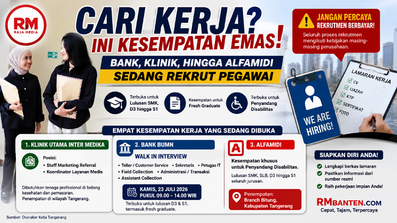 CARI KERJA? Ini Kesempatan Emas! Bank, Klinik, hingga Alfamidi Sedang Rekrut Pegawai