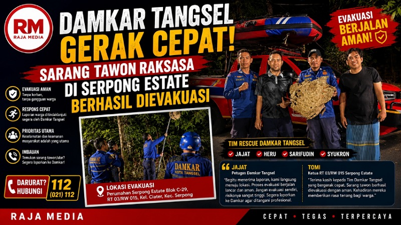 Damkar Tangsel Gerak Cepat! Sarang Tawon Raksasa di Serpong Estate Berhasil Dievakuasi