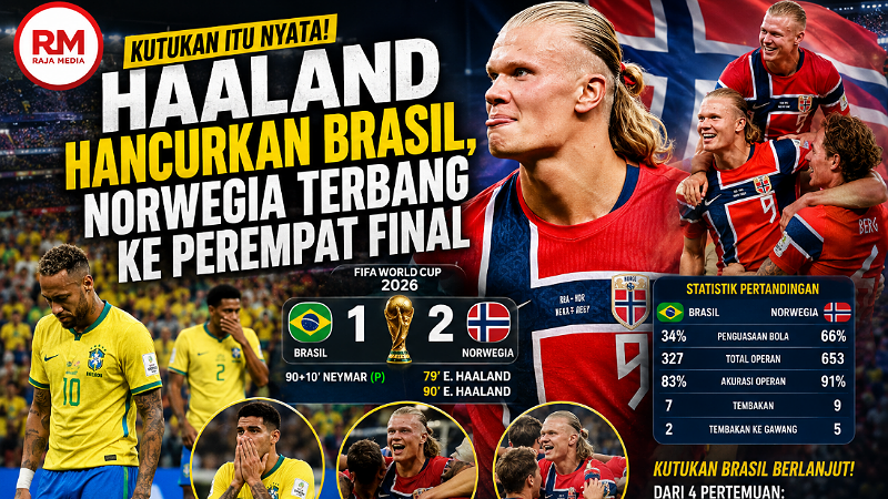 Haaland Hancurkan Brasil 2-1! Norwegia Terbang ke Perempat Final, Kutukan Samba itu Nyata!