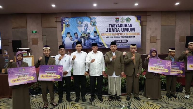 Bupati Tangerang Moch. Maesyal Rasyid menggelat tasyakuran Juar Umum MTQ Banten di Hotel Lemo, Kelapa Dua, Jumat (17/7/2026) - Prokopim Tangerang -