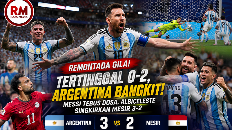 Mesir Nyaris Bikin Kejutan! Messi Pimpin Remontada Epik Argentina 3-2