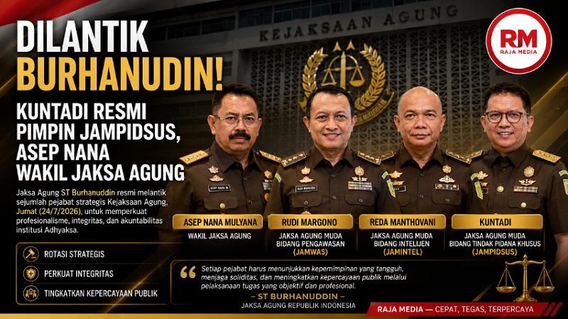 Resmi Dilantik! Kuntadi Sah Pimpin Jampidsus, Asep Nana Wakil Jaksa Agung