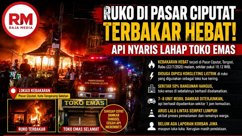 Ruko di Pasar Ciputat Terbakar Hebat! Api Nyaris Lahap Toko Emas