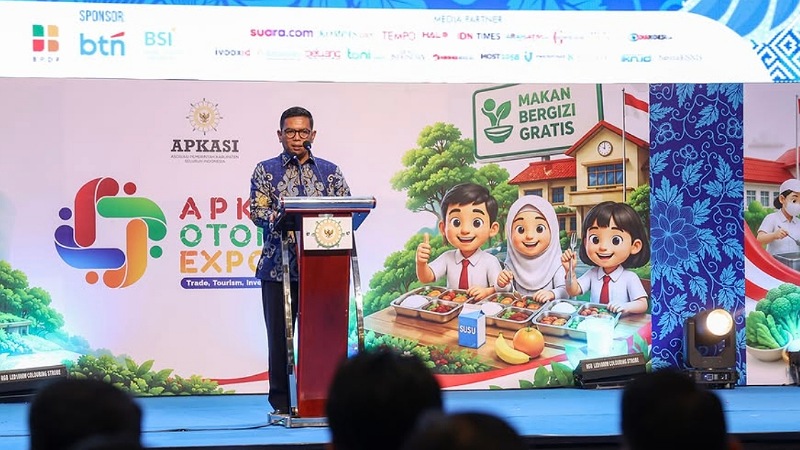 Gubernur Banten Andra Soni saat pembukaan APKASI Otonomi Expo 2026 yang digelar di Hall ICE BSD, Kabupaten Tangerang, Kamis (27/8/2026). - Biro Adpimpro Banten -