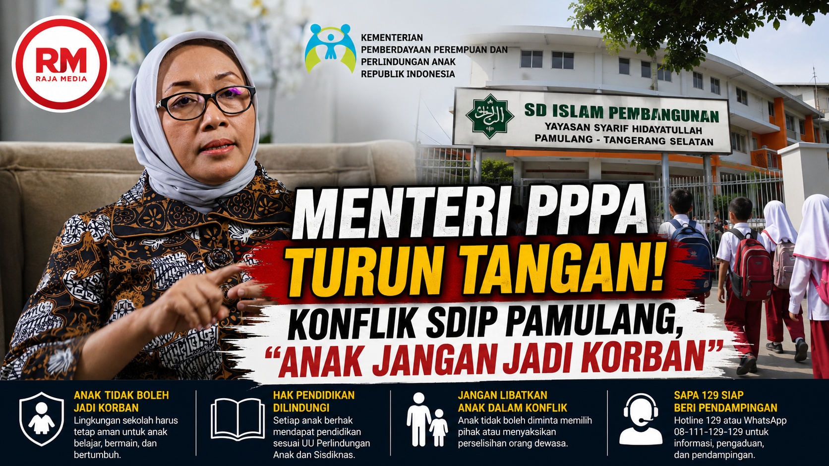 Menteri PPPA Turun Tangan! Konflik SDIP Pamulang, “Anak Jangan Jadi Korban”