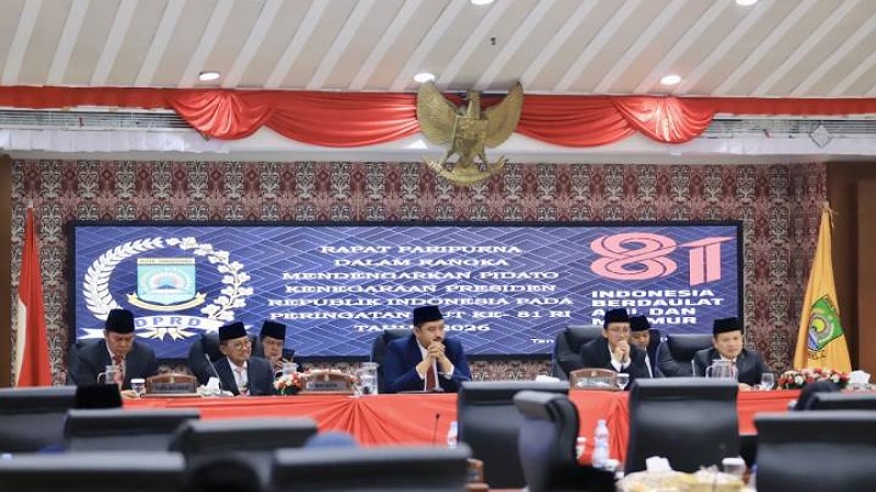 Rapat Paripurna DPRD Kota Tangerang dalam rangka mendengarkan Pidato Kenegaraan Presiden Republik Indonesia pada momentum HUT ke-81 RI, Jumat (14/8/2026). - Foto: Dok. Pemkot Tangerang -