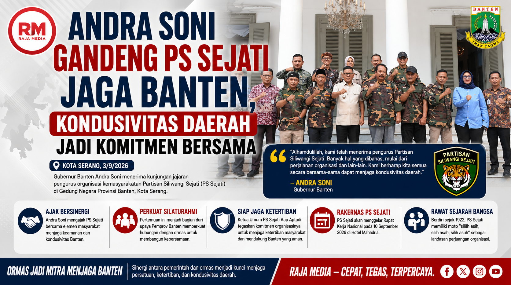 Andra Soni Gandeng PS Sejati Jaga Banten, Kondusivitas Daerah Jadi Komitmen Bersama