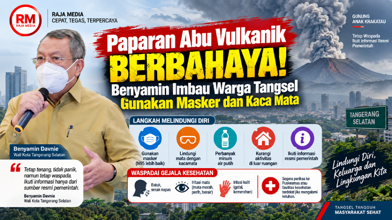 Paparan Abu Vulkanik Berbahaya! Benyamin Imbau Warga Tangsel Gunakan Masker dan Kaca Mata
