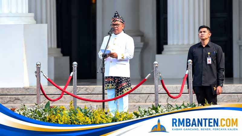 Gubernur Banten Andra Soni saat menjadi Inspektur Upacara Peringatan HUT ke-26 Provinsi Banten  - Biro Adpimpro Banten/RMB -