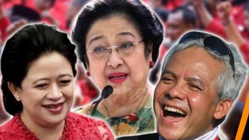 Kolase Ketum DPP PDIP Megawati Soekarnoputri dengan Puan Maharani dan Ganjar Pranowo/Net