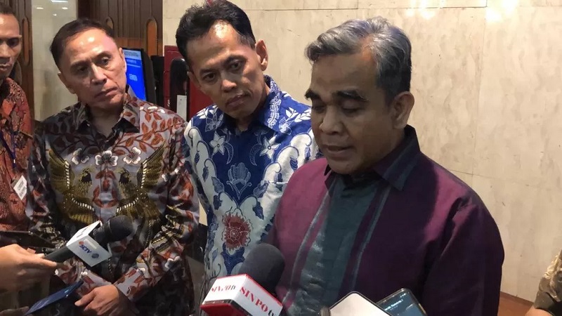 Sekretaris Jenderal (Sekjen) Partai Gerindra, Ahmad Muzani memberikan keterangan terkait penunjukan Aries Masrudianto menjadi Ketua Bappilu Gerindra Jabar. -