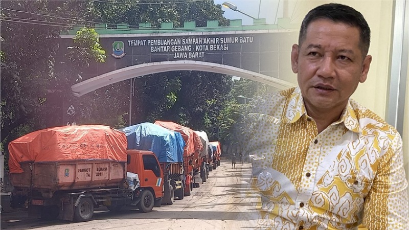 Kolase Anggota DPRD Kota Bekasi Komisi I, Dariyanto dan antrian sampah. --