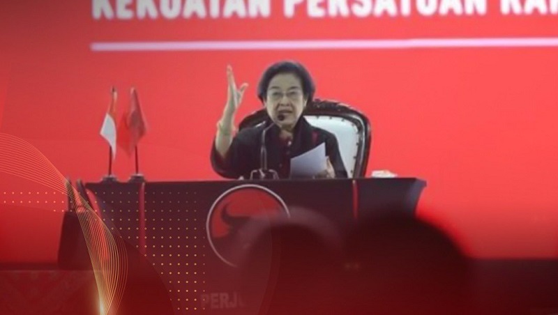 Pidato politik Ketum PDIP, Megawati di Rakernas PDIP ke V di Ancol, Jakarta. (Foto: X @PDI_Perjuangan)