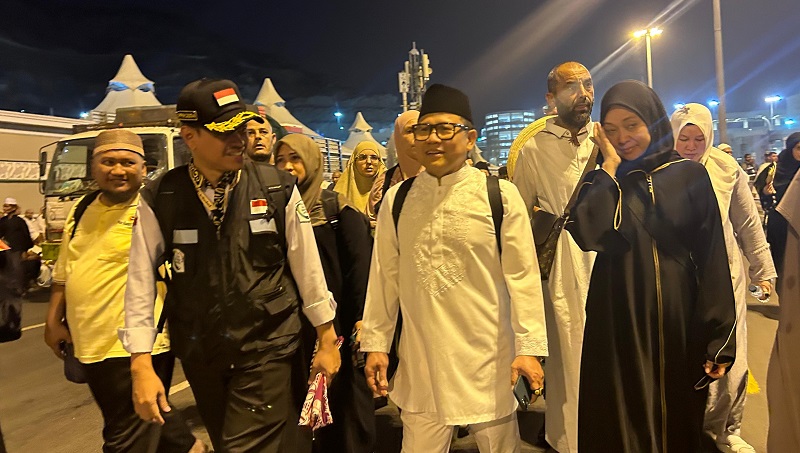 Ketua Timwas Haji DPR RI Muhaimin Iskandar saat melakukan pengawasan haji 2024 di Mina, Makkah, Arab Saudi, Minggu (16/6). [Foto: Dok DPR]