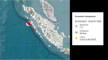 Tangkapan layar gempabumi Mentawai, Sumbar.